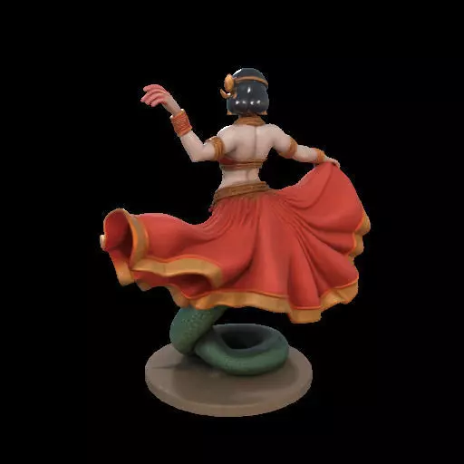 2037Indian Serpent Woman Dancer on Pedestal  magic 3D print model_16