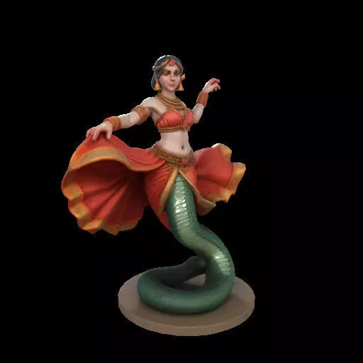 2037Indian Serpent Woman Dancer on Pedestal  magic 3D print model_30