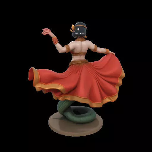 2037Indian Serpent Woman Dancer on Pedestal  magic 3D print model_15