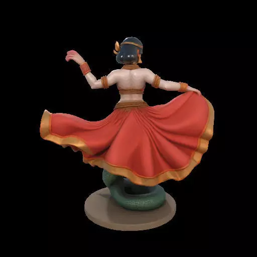 2037Indian Serpent Woman Dancer on Pedestal  magic 3D print model_13
