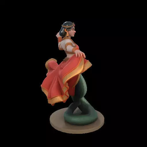 2037Indian Serpent Woman Dancer on Pedestal  magic 3D print model_35