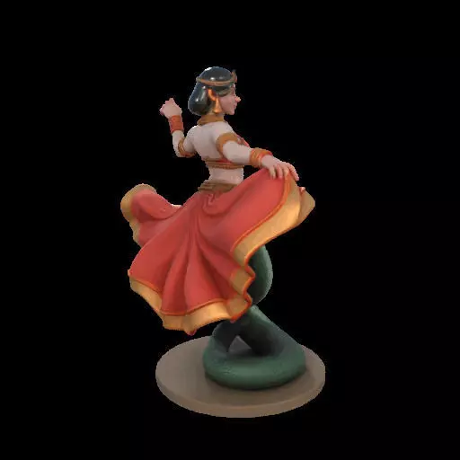 2037Indian Serpent Woman Dancer on Pedestal  magic 3D print model_8