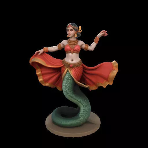 2037Indian Serpent Woman Dancer on Pedestal  magic 3D print model_6