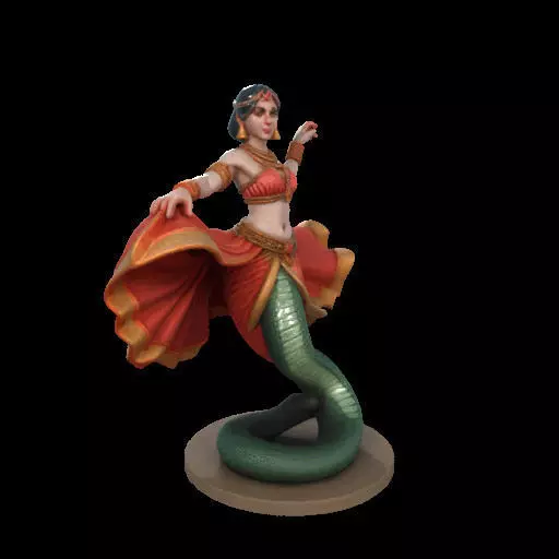 2037Indian Serpent Woman Dancer on Pedestal  magic 3D print model_31