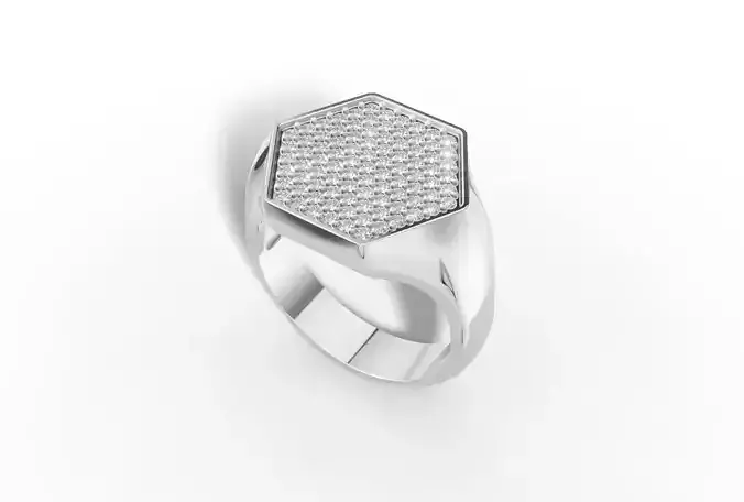 Mens Hexagon Ring