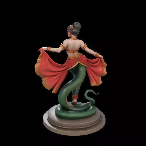 2038Indian Serpent Woman Dancer on Pedestal magic 3D print model_14