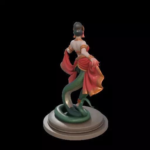 2038Indian Serpent Woman Dancer on Pedestal magic 3D print model_8