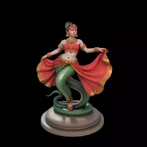 2038Indian Serpent Woman Dancer on Pedestal magic 3D print model_28