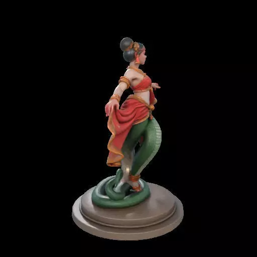 2038Indian Serpent Woman Dancer on Pedestal magic 3D print model_32