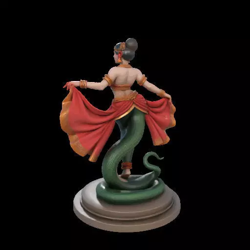 2038Indian Serpent Woman Dancer on Pedestal magic 3D print model_15