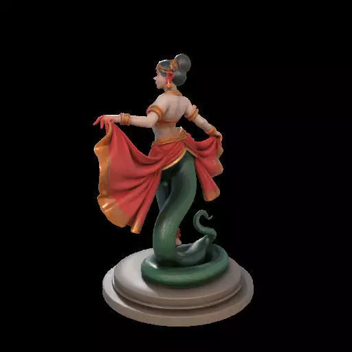 2038Indian Serpent Woman Dancer on Pedestal magic 3D print model_17