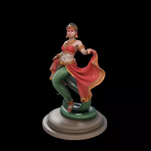 2038Indian Serpent Woman Dancer on Pedestal magic 3D print model_25