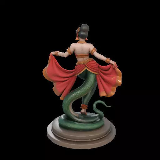 2038Indian Serpent Woman Dancer on Pedestal magic 3D print model_12