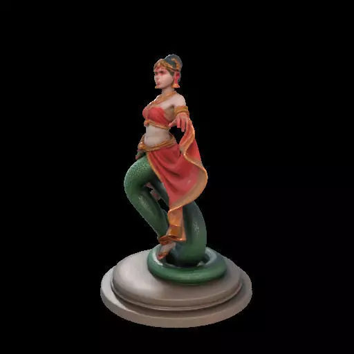 2038Indian Serpent Woman Dancer on Pedestal magic 3D print model_23