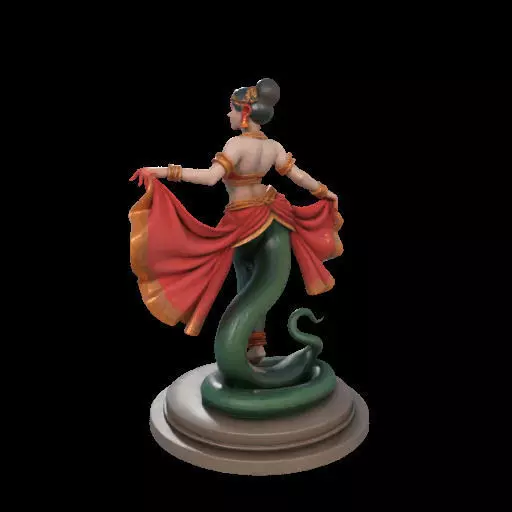 2038Indian Serpent Woman Dancer on Pedestal magic 3D print model_16