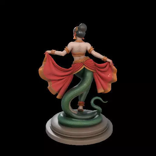 2038Indian Serpent Woman Dancer on Pedestal magic 3D print model_13