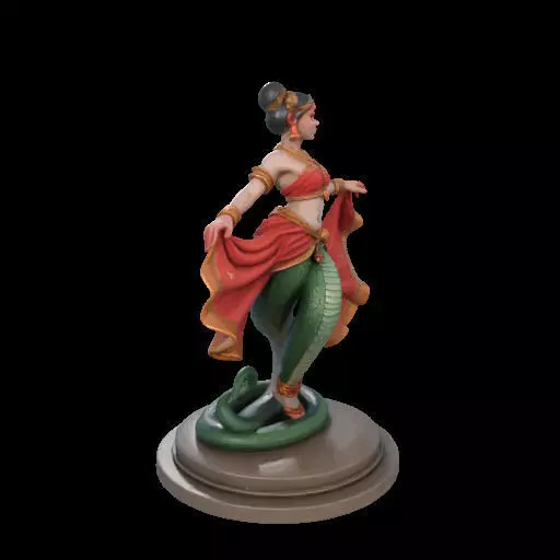 2038Indian Serpent Woman Dancer on Pedestal magic 3D print model_31
