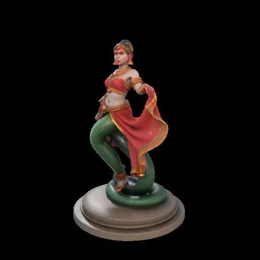 2038Indian Serpent Woman Dancer on Pedestal magic 3D print model_24