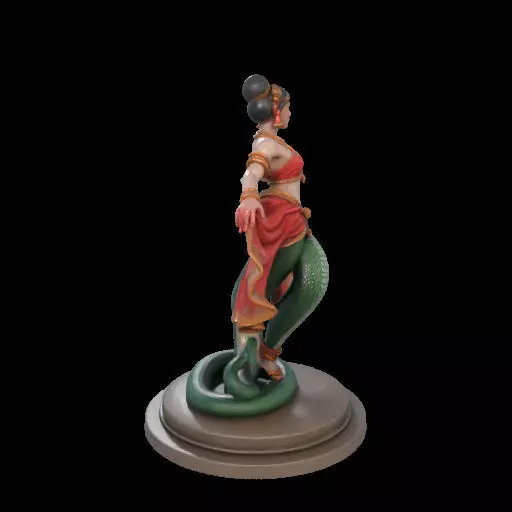 2038Indian Serpent Woman Dancer on Pedestal magic 3D print model_33