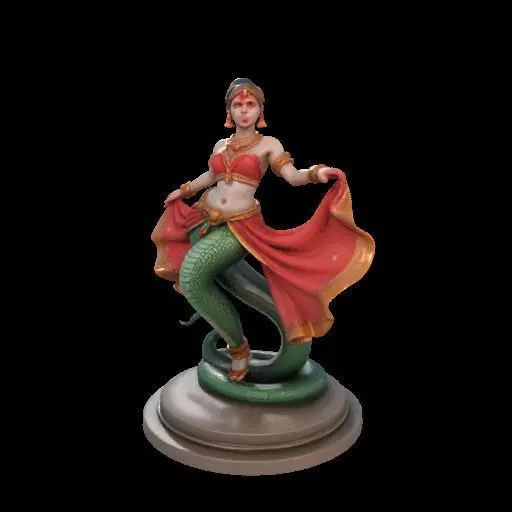 2038Indian Serpent Woman Dancer on Pedestal magic 3D print model_26