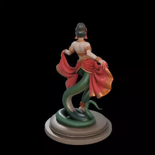 2038Indian Serpent Woman Dancer on Pedestal magic 3D print model_9