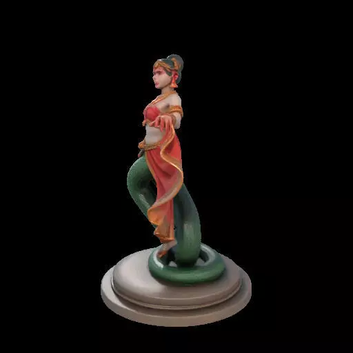 2038Indian Serpent Woman Dancer on Pedestal magic 3D print model_22