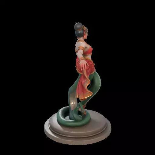2038Indian Serpent Woman Dancer on Pedestal magic 3D print model_34
