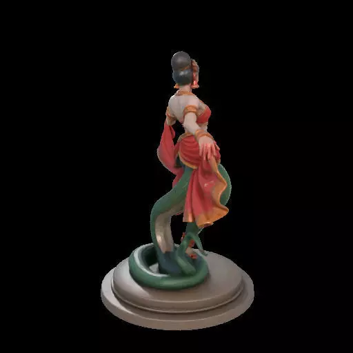 2038Indian Serpent Woman Dancer on Pedestal magic 3D print model_35