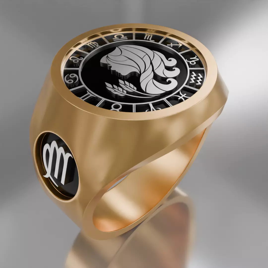 Virgo symbol Zodiak ring 3D model for 3D print 3D print model