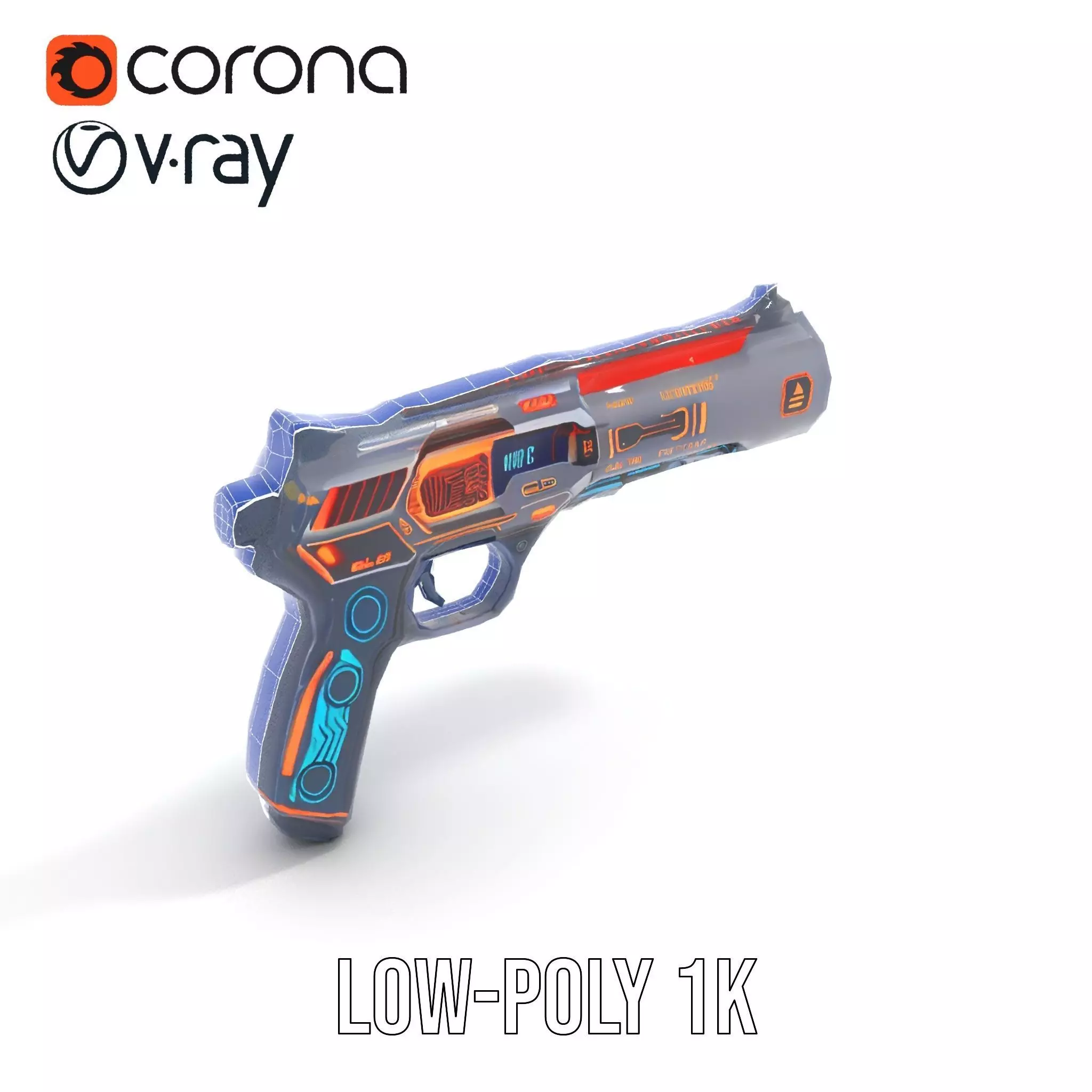 Futuristic Energy Blaster model pack Low-poly 3D model_20