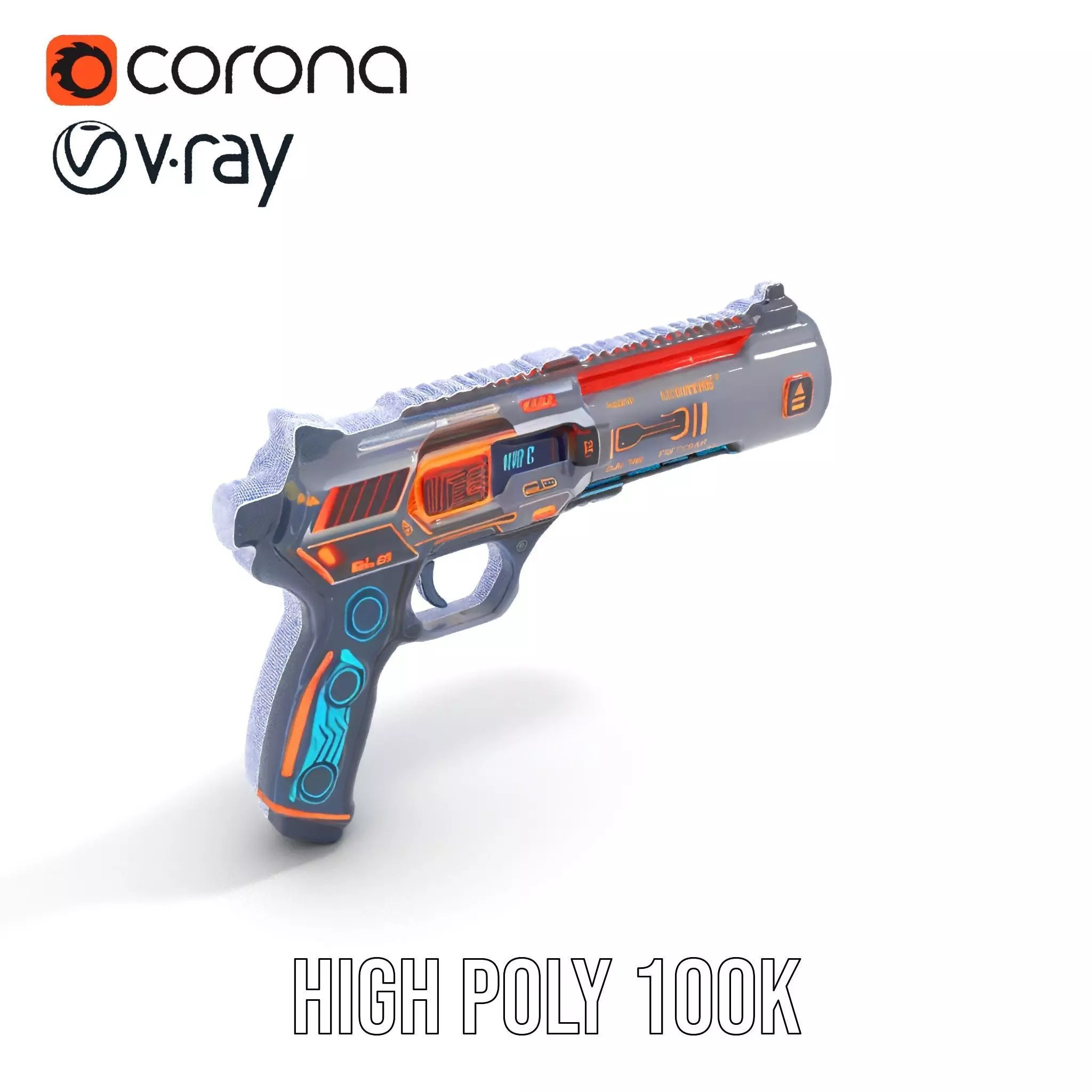 Futuristic Energy Blaster model pack Low-poly 3D model_18