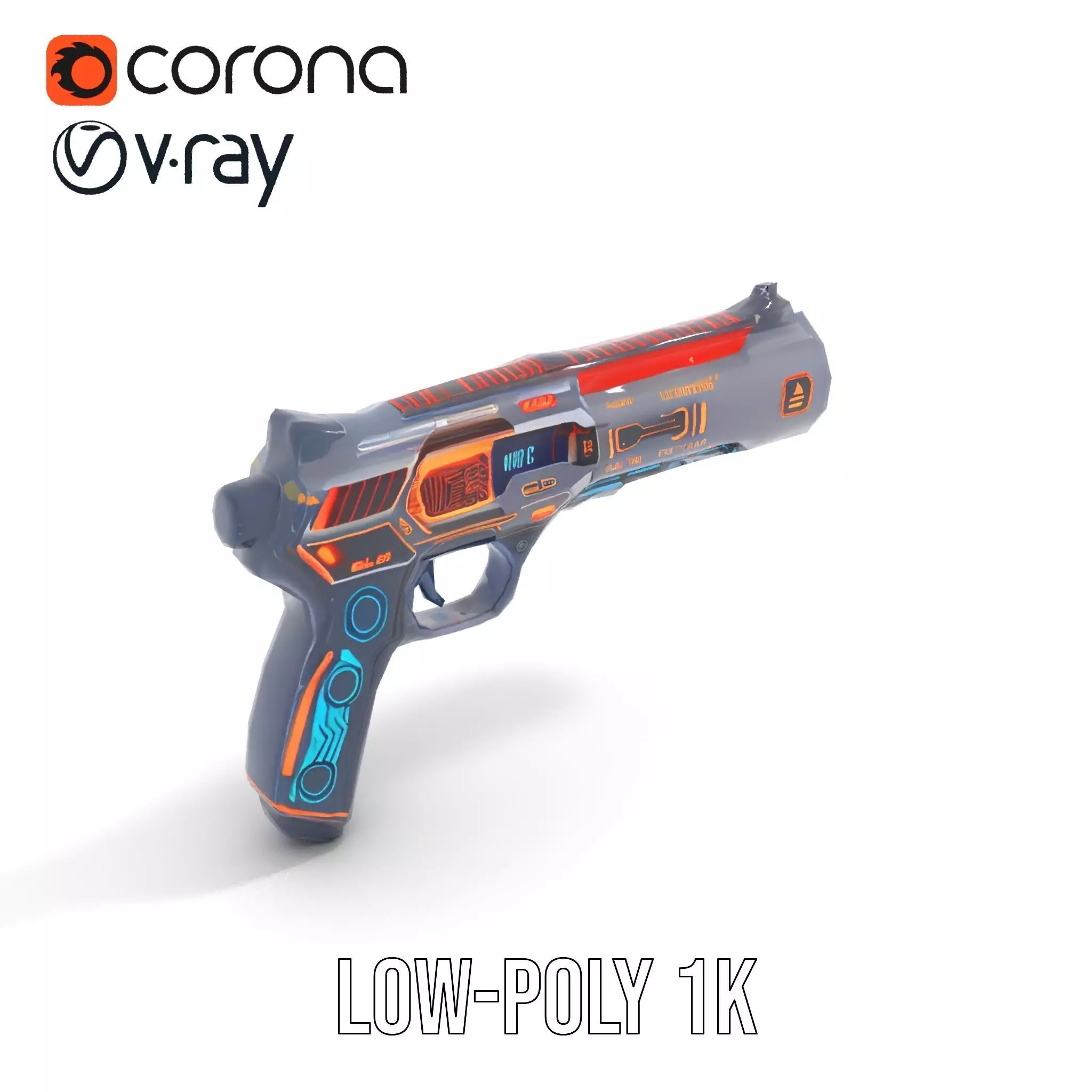 Futuristic Energy Blaster model pack Low-poly 3D model_7