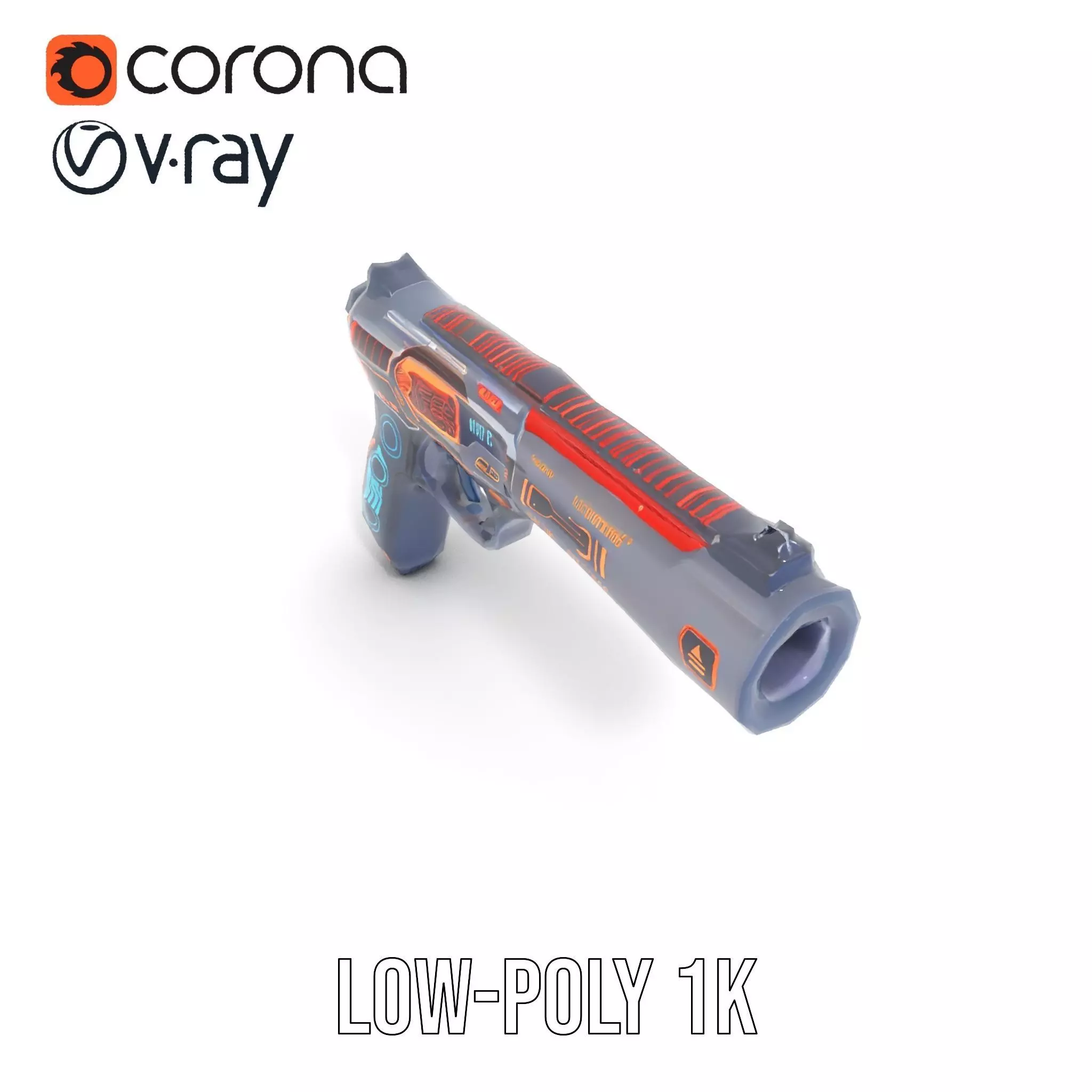 Futuristic Energy Blaster model pack Low-poly 3D model_17