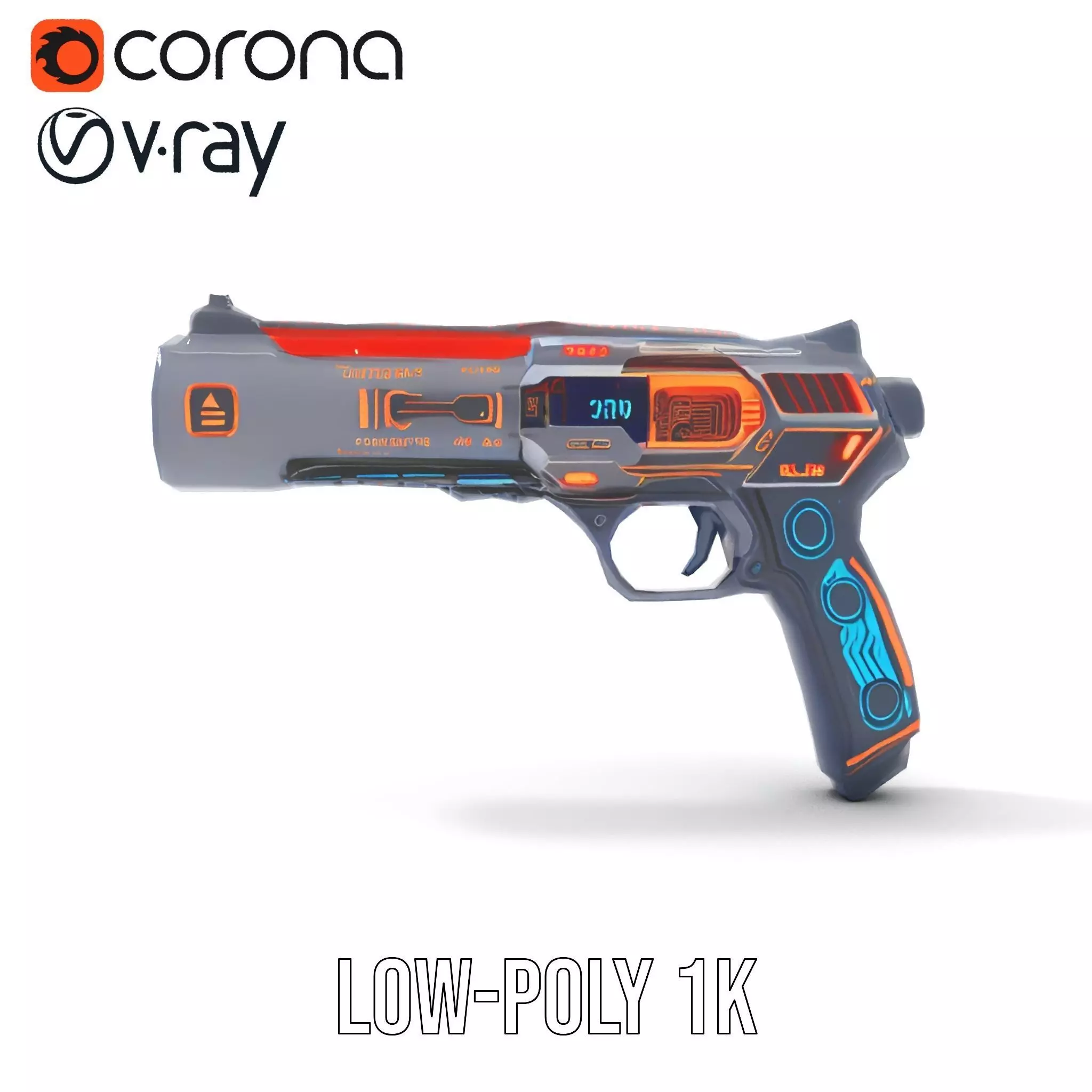 Futuristic Energy Blaster model pack Low-poly 3D model_9