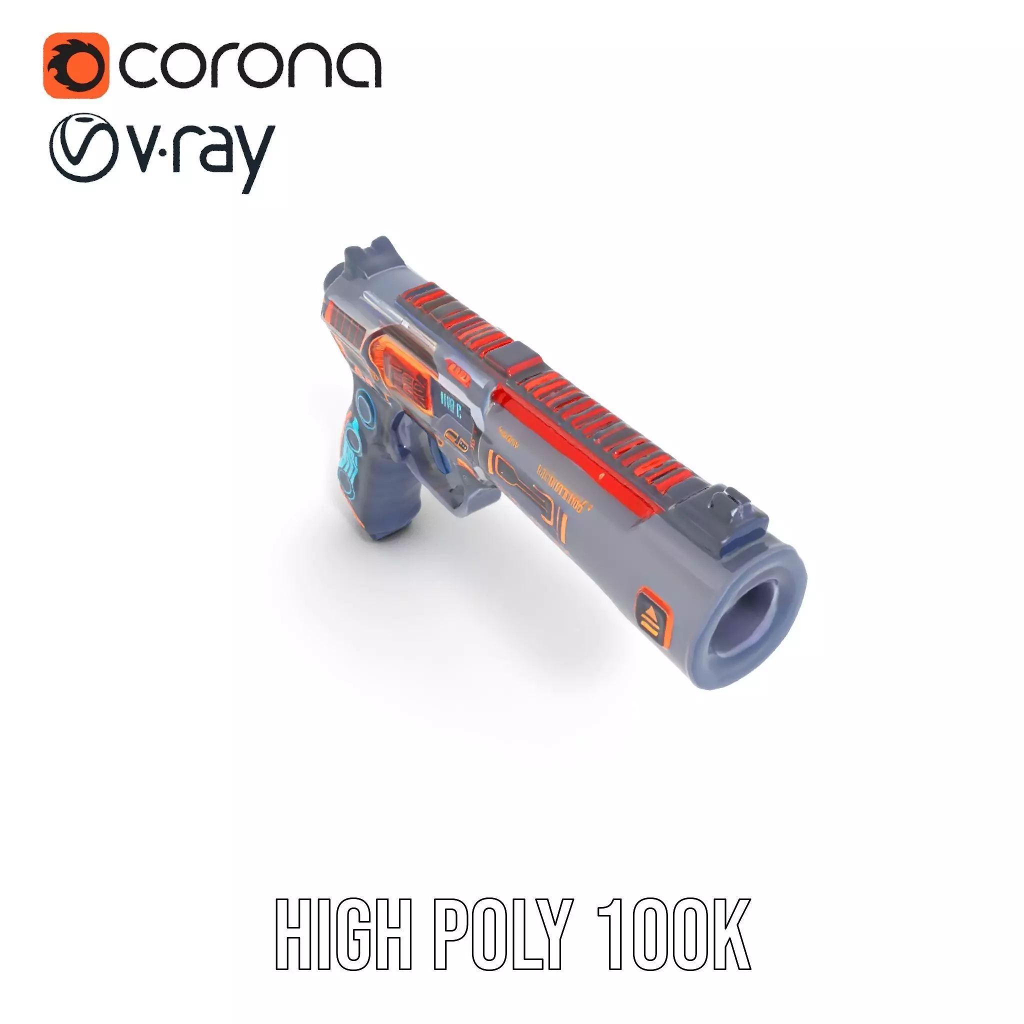 Futuristic Energy Blaster model pack Low-poly 3D model_15