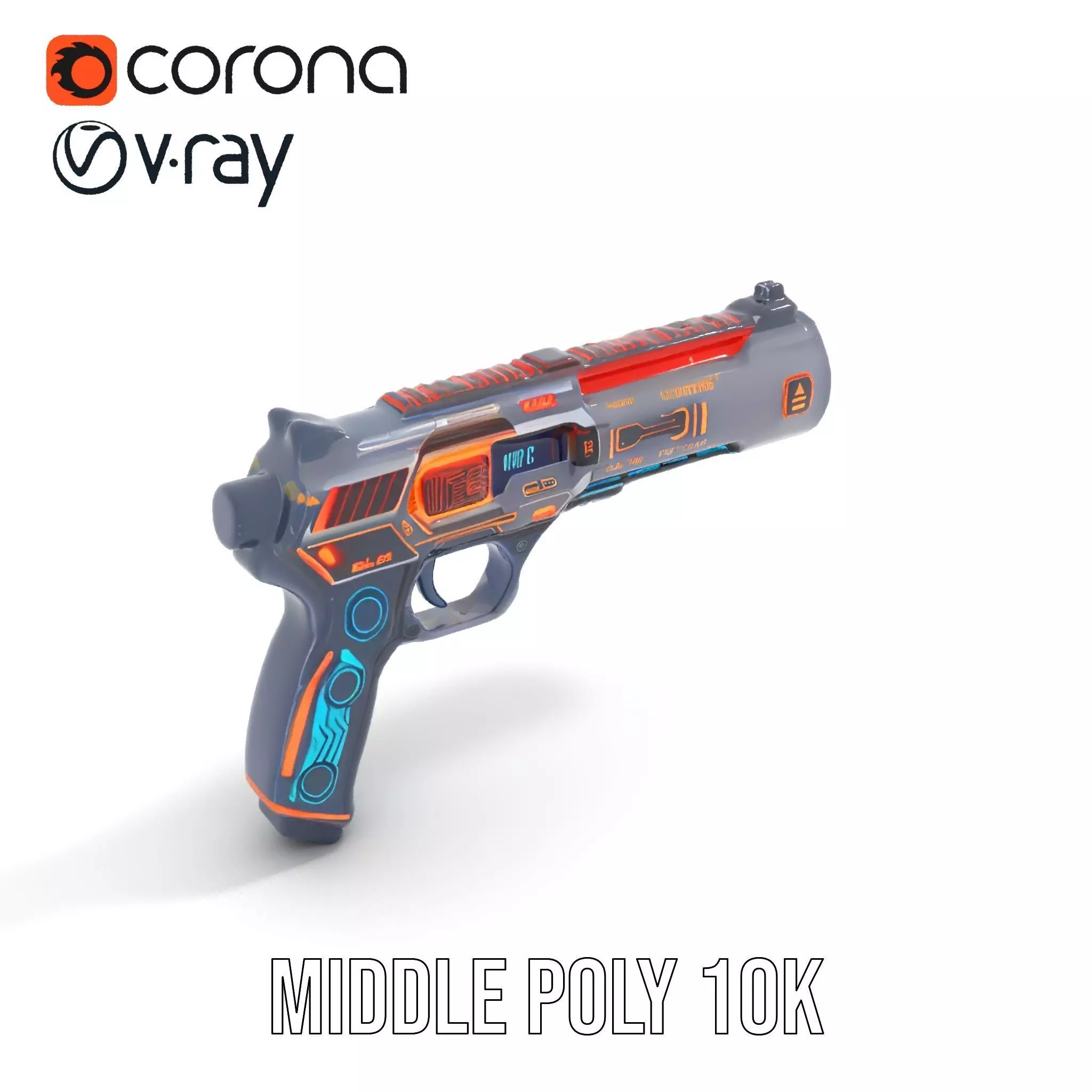 Futuristic Energy Blaster model pack Low-poly 3D model_6