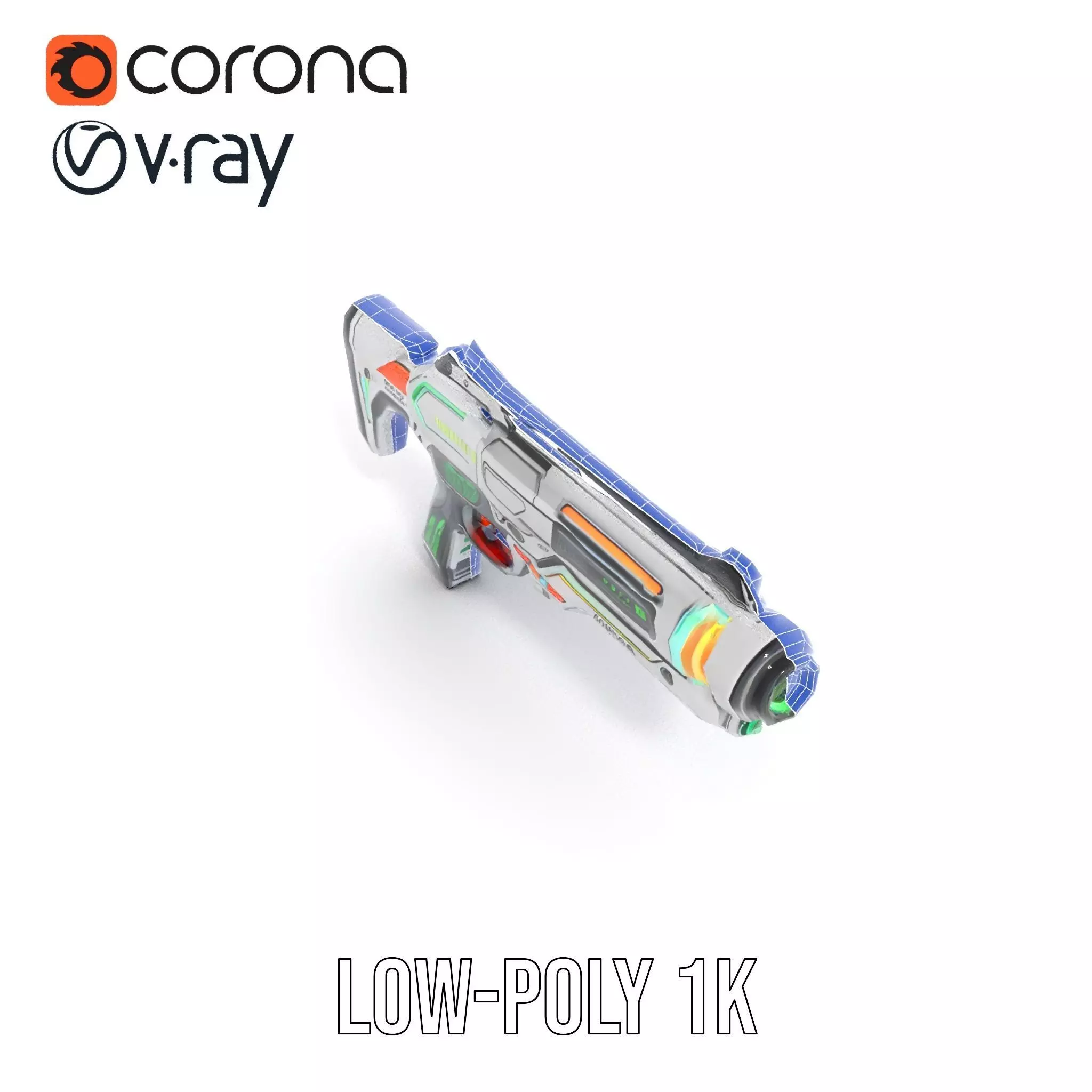 Futuristic Blaster model pack Low-poly 3D model_26