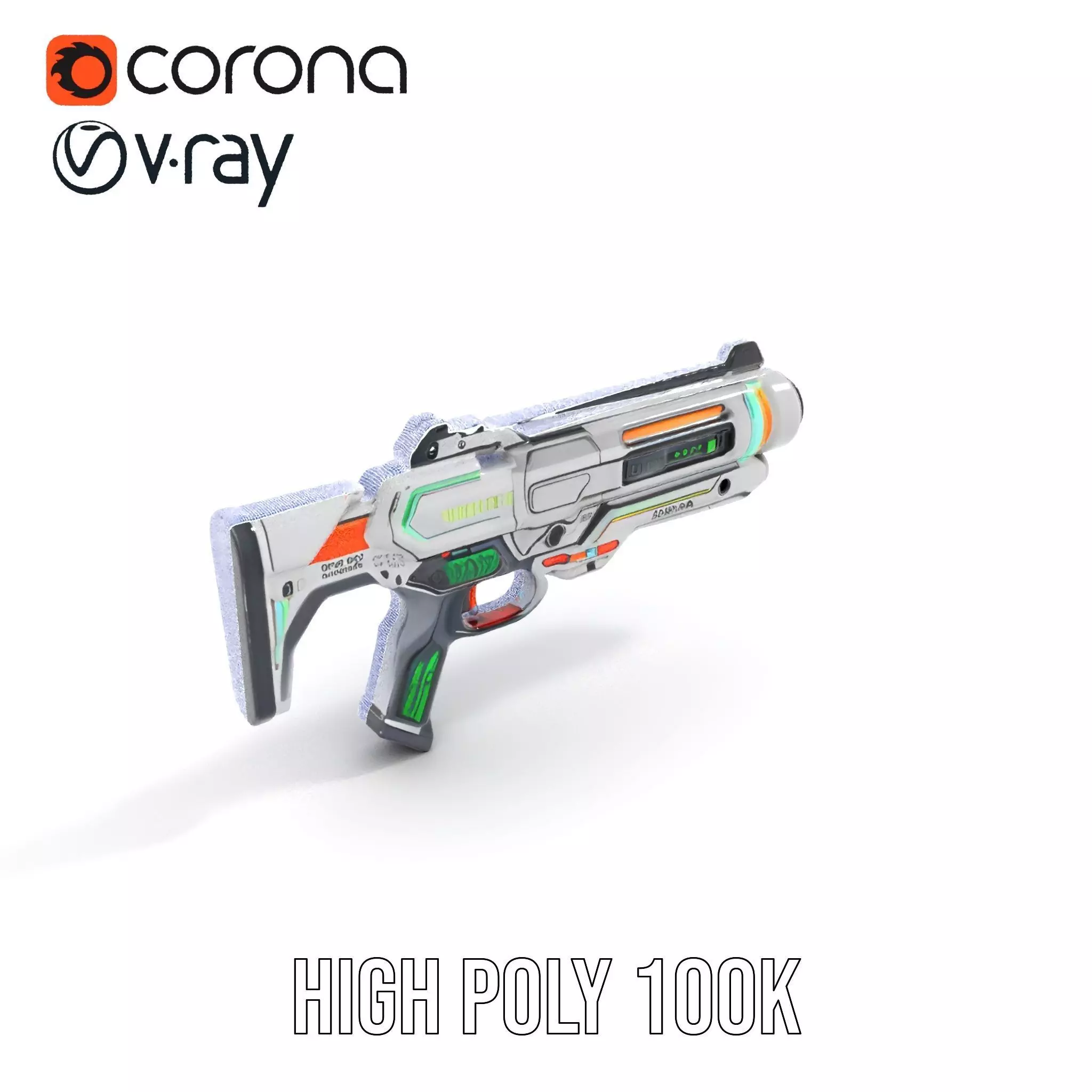 Futuristic Blaster model pack Low-poly 3D model_32