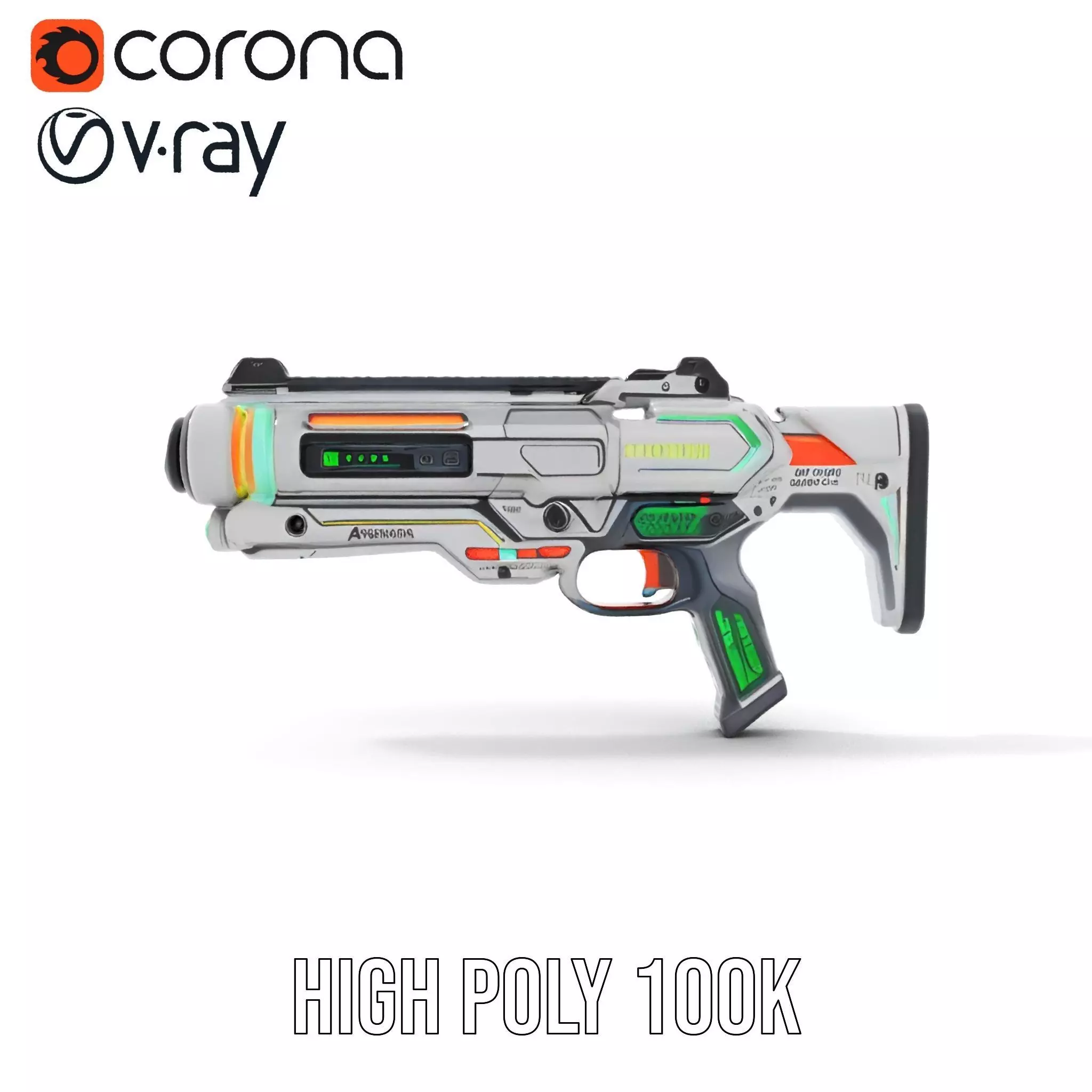 Futuristic Blaster model pack Low-poly 3D model_21