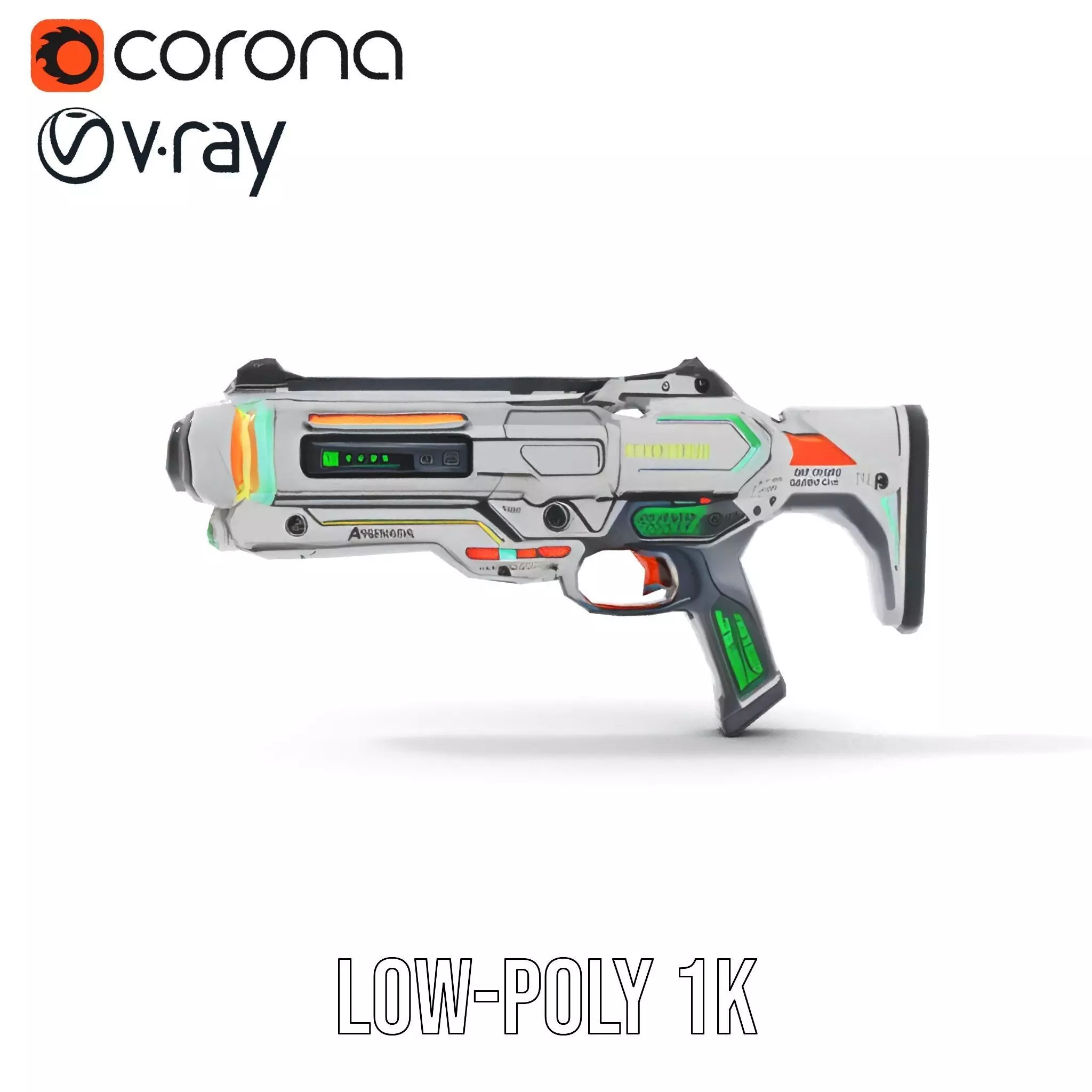 Futuristic Blaster model pack Low-poly 3D model_14