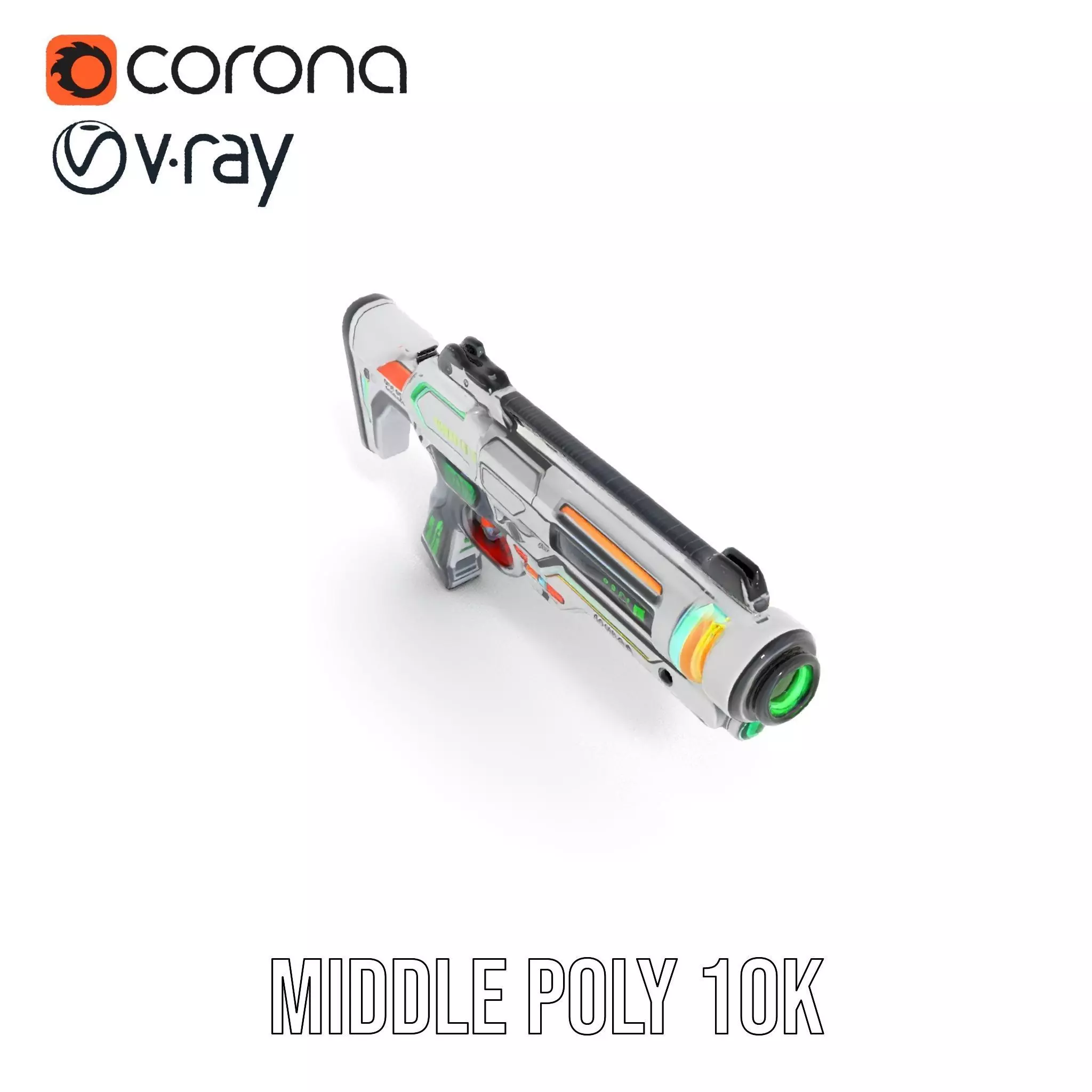 Futuristic Blaster model pack Low-poly 3D model_13