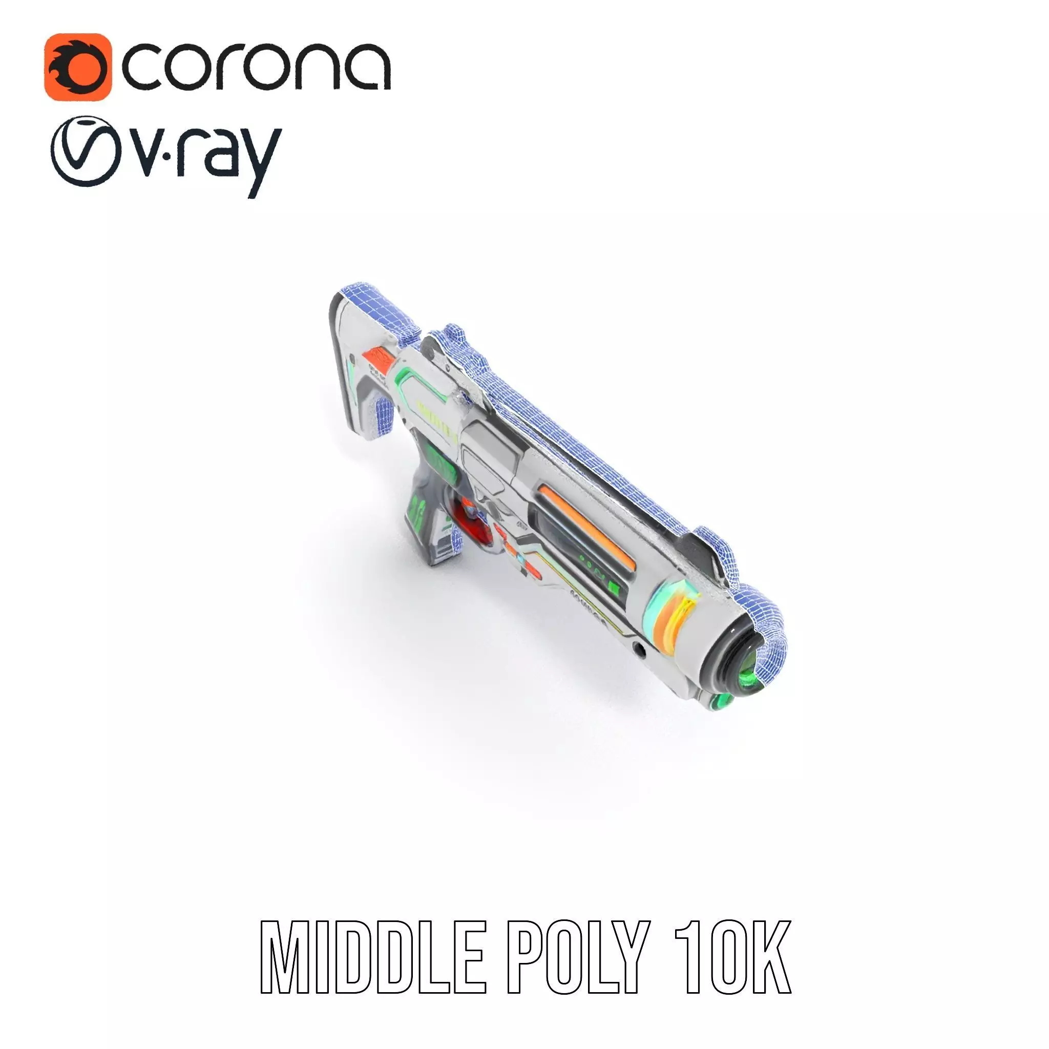 Futuristic Blaster model pack Low-poly 3D model_27