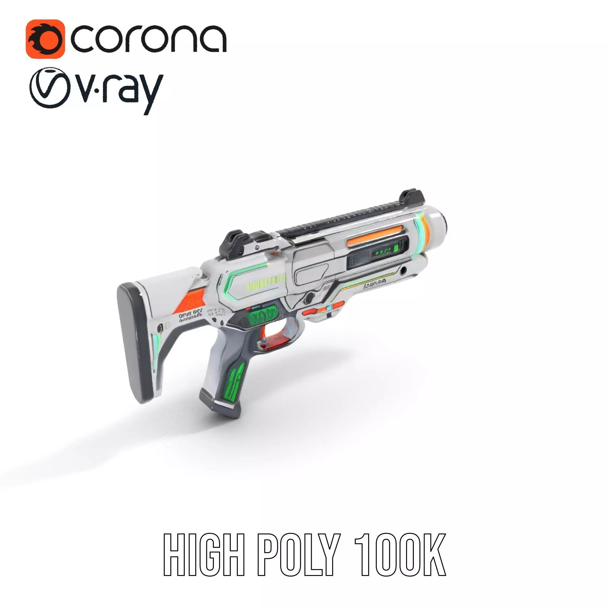 Futuristic Blaster model pack Low-poly 3D model_18