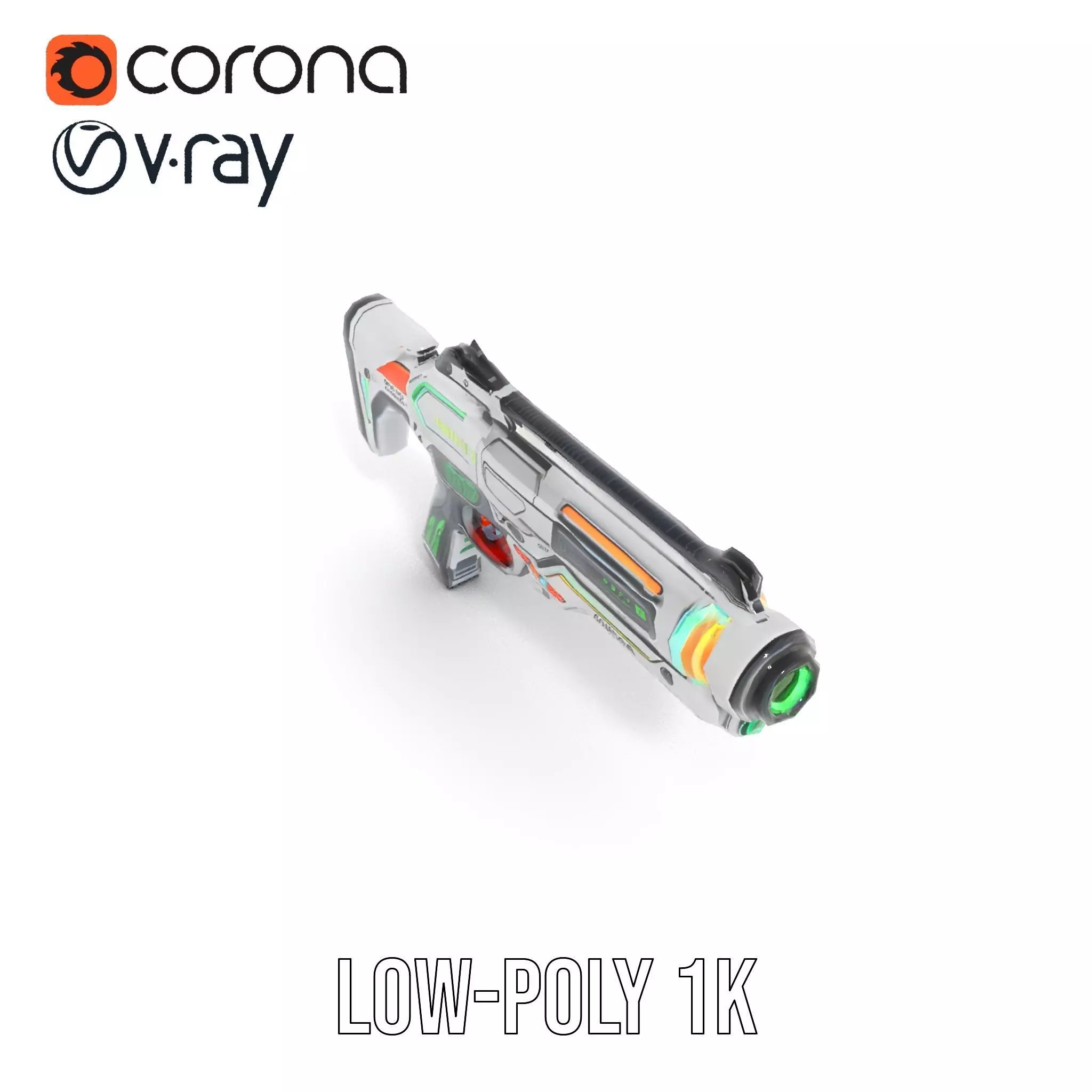 Futuristic Blaster model pack Low-poly 3D model_9