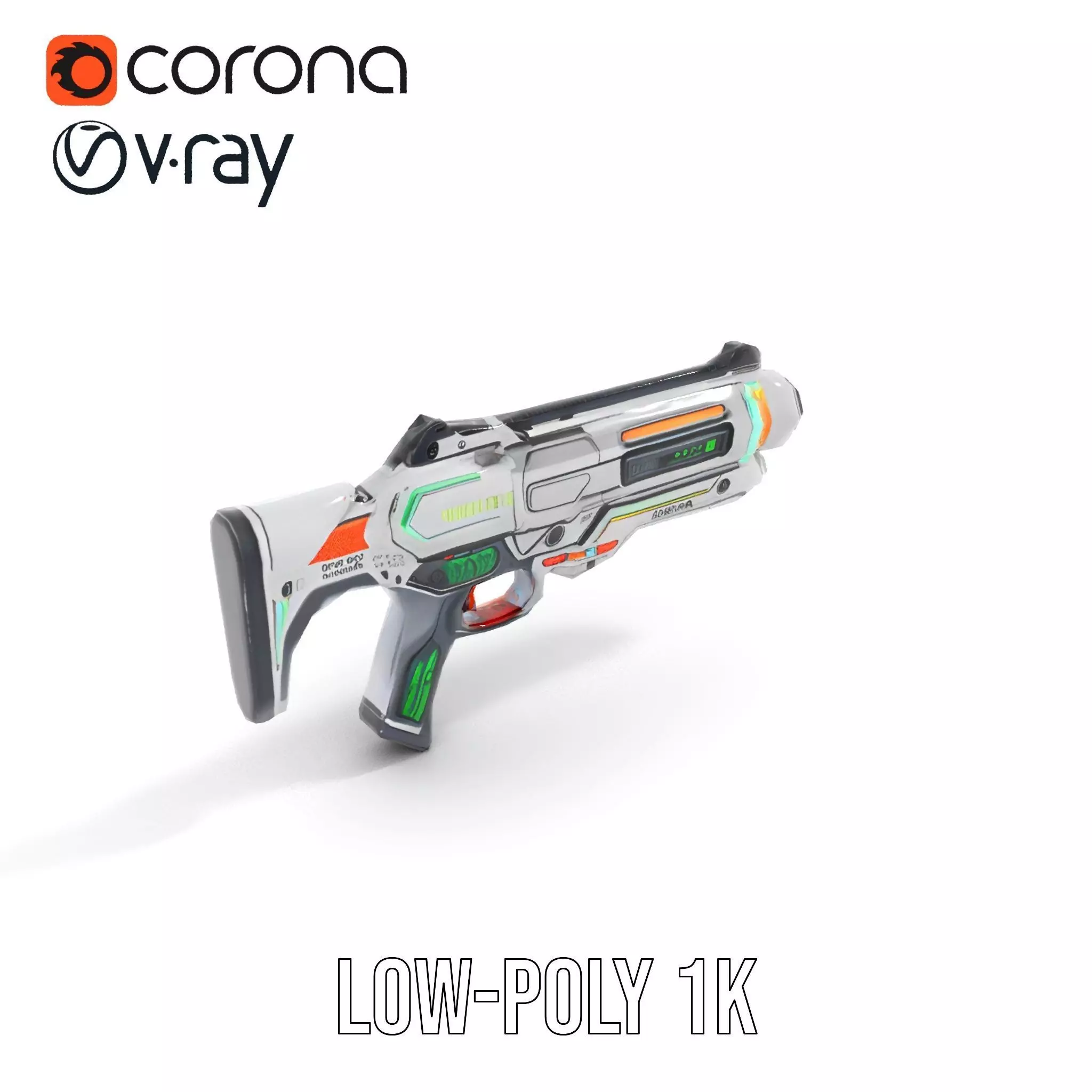 Futuristic Blaster model pack Low-poly 3D model_7