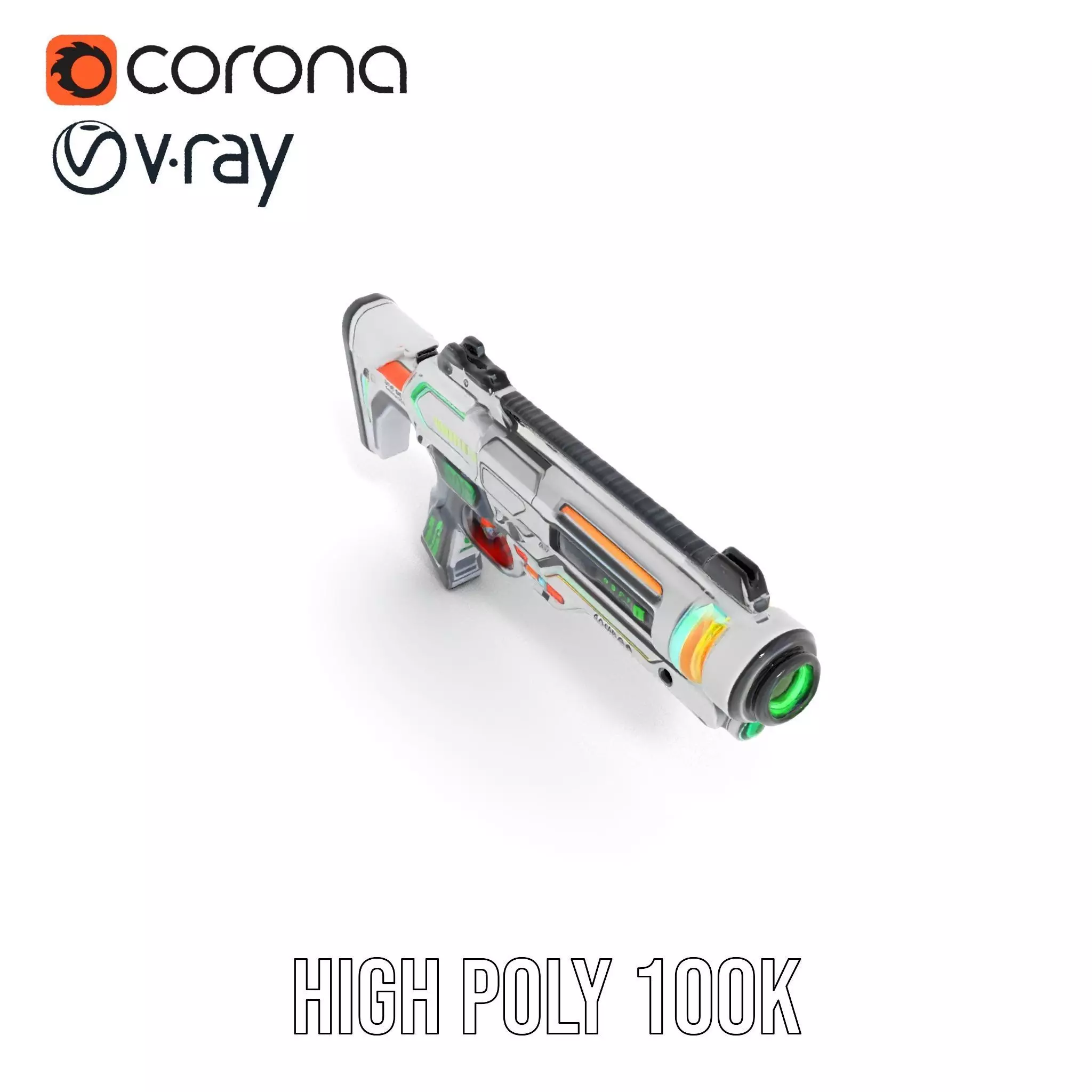 Futuristic Blaster model pack Low-poly 3D model_15