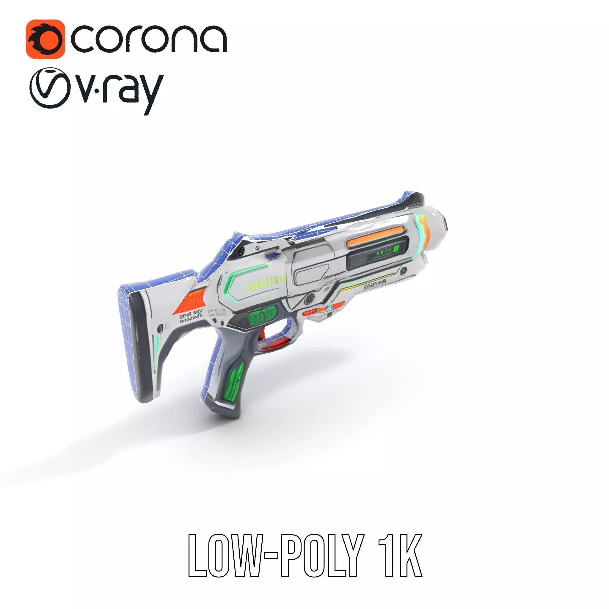 Futuristic Blaster model pack Low-poly 3D model_20