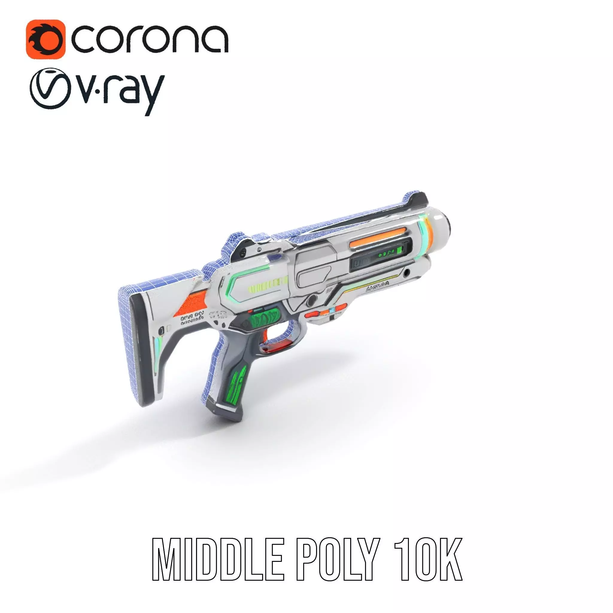 Futuristic Blaster model pack Low-poly 3D model_16