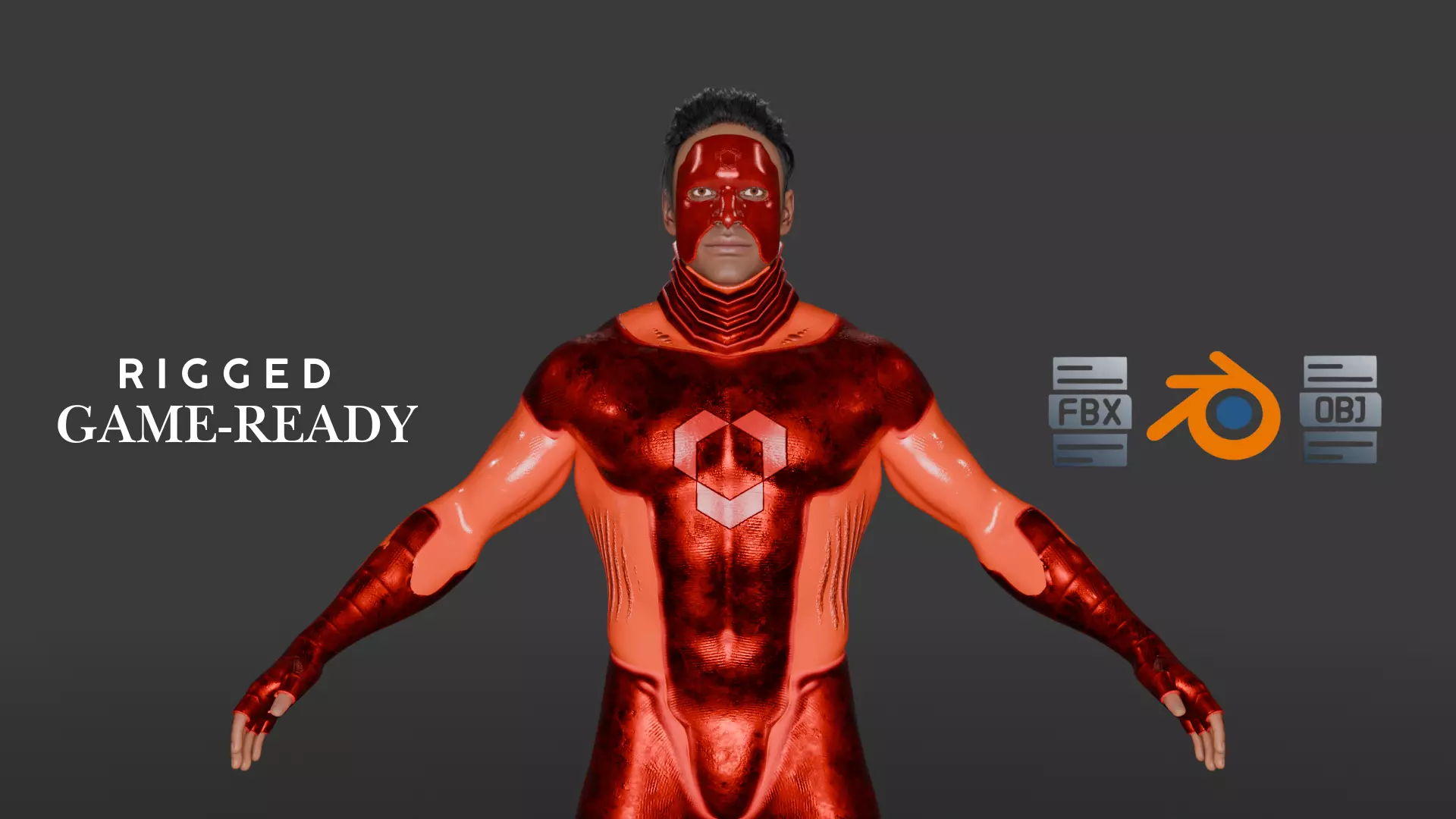 Energy Sentinel High-Quality Rigged Superhero 3D Character Low-poly 3D model_0