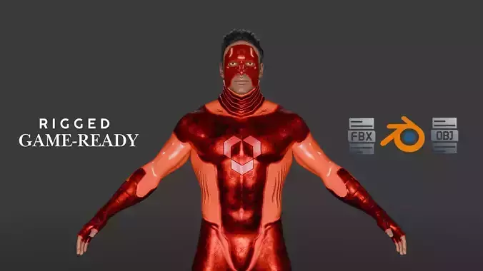 Energy Sentinel High-Quality Rigged Superhero 3D Character Low-poly 3D model